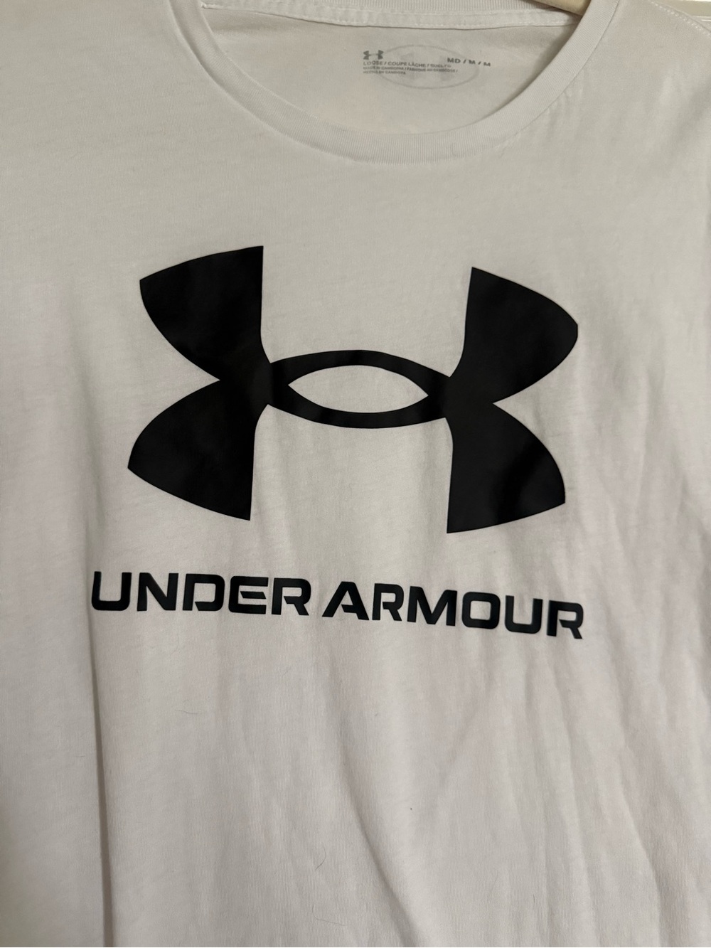 Under Armour White Short-Sleeve Tee with Black Logo